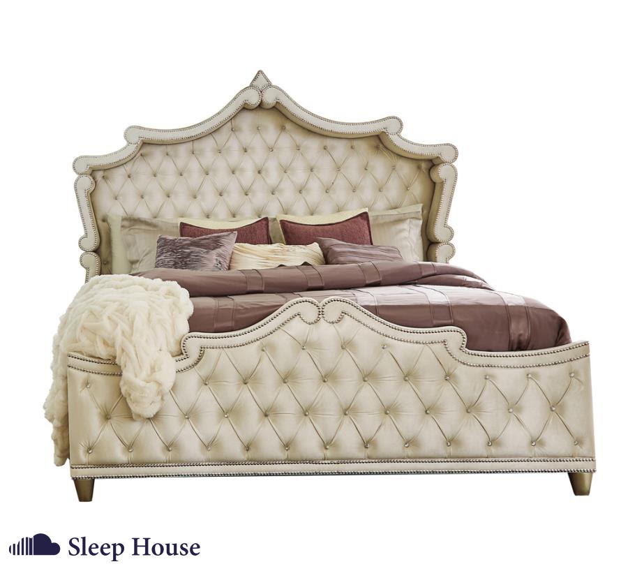 Antonella King Bed Ivory and Camel B3