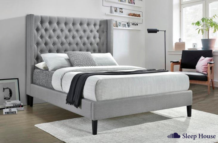 Lila King Bed Light Grey