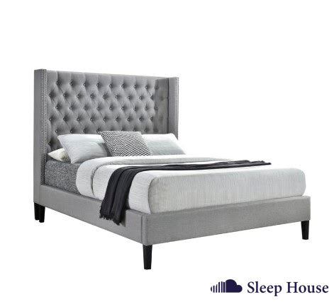 Lila Queen Bed Light Grey