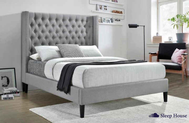 Lila Queen Bed Light Grey